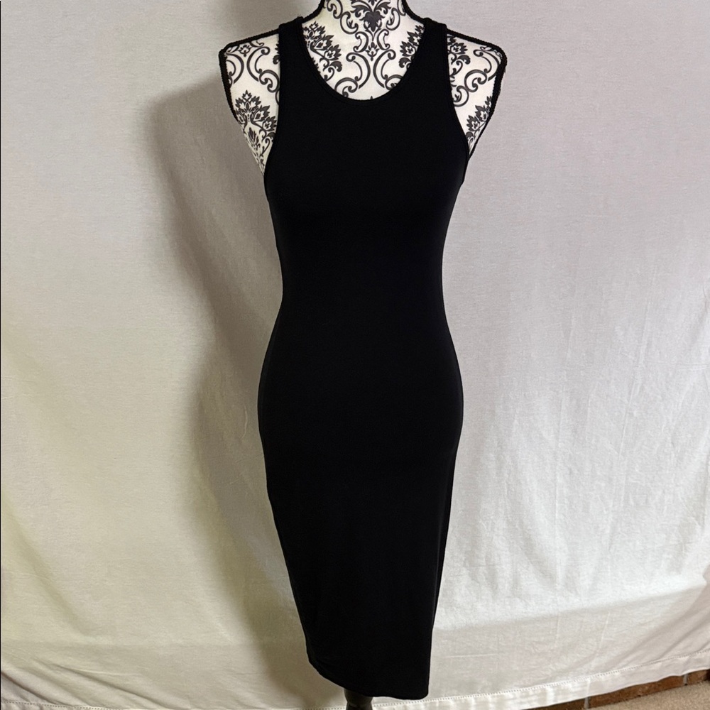 Marine Layer sleeveless knit stretchy Tank Black Midi Dress Fully lined Small